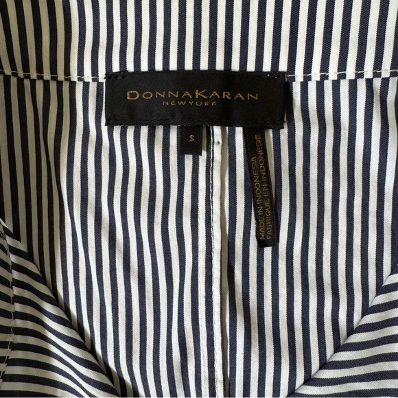 Donna Karan New York Cold Shoulder Striped Button Down - Size S - Picture 5 of 10